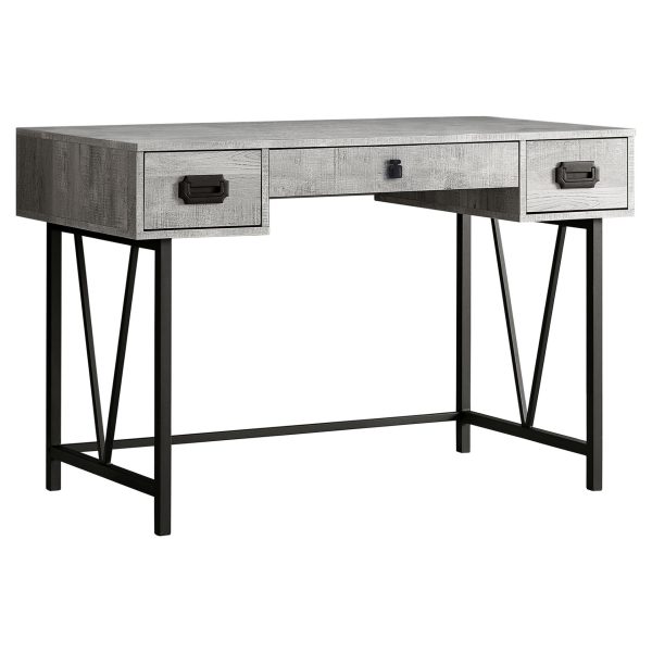 Grey Rectangular Computer Desk With Three Drawers"
